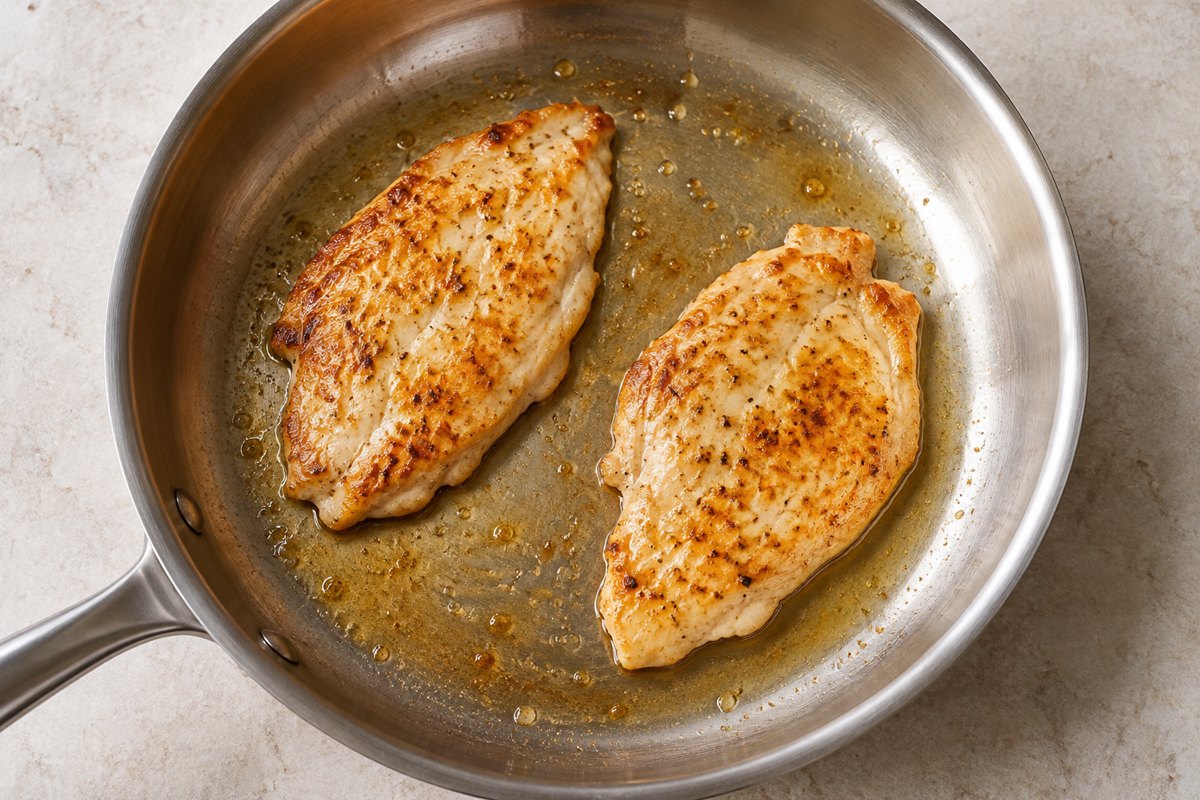 AI-generated illustration: Sear and cook the cutlets