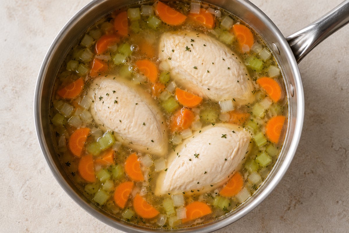 AI-generated illustration: Simmer and check the chicken