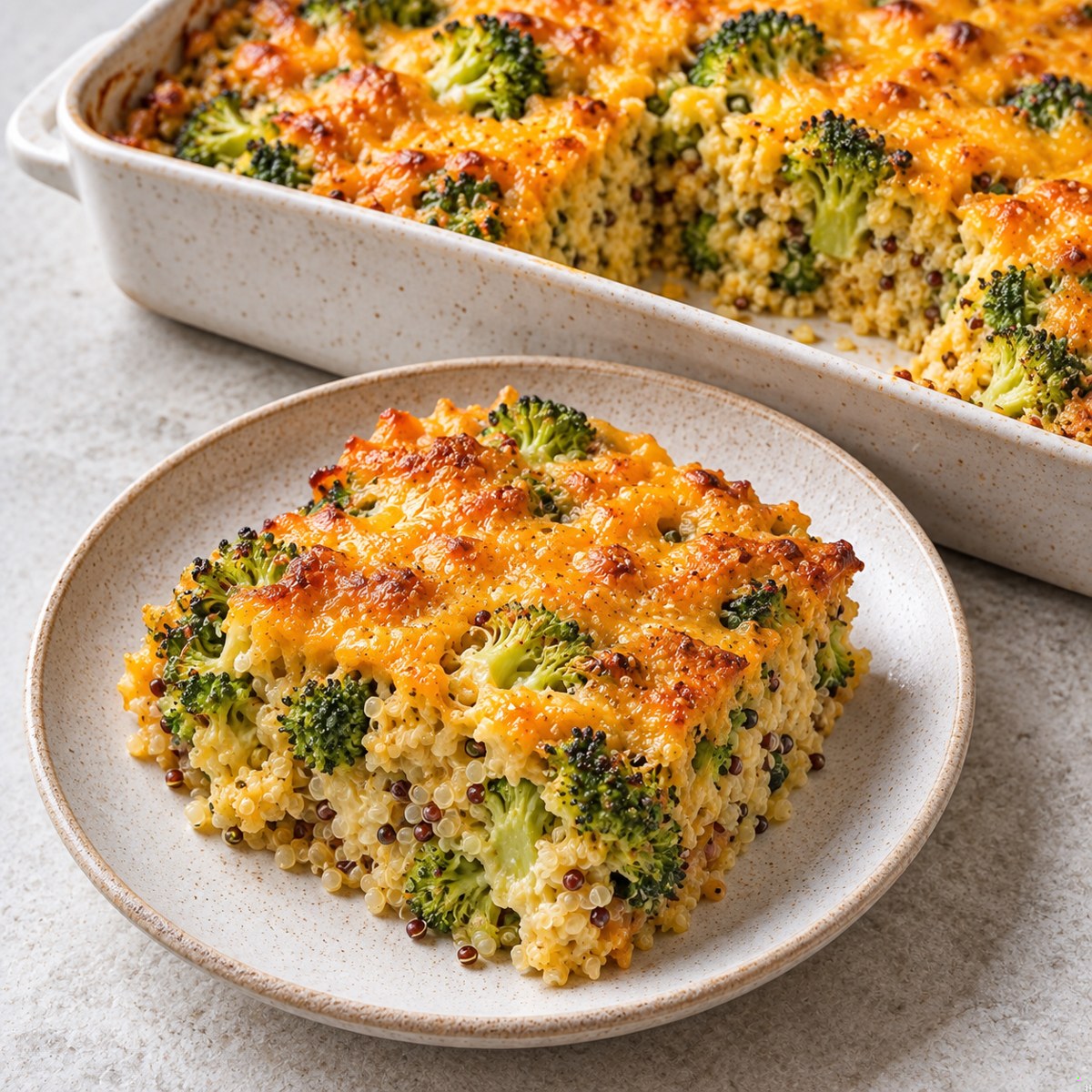 Broccoli, Cheddar & Quinoa Bake