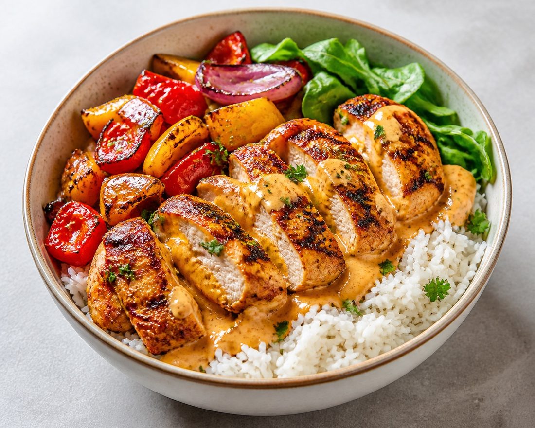 Creamy Peri Chicken Rice Bowls