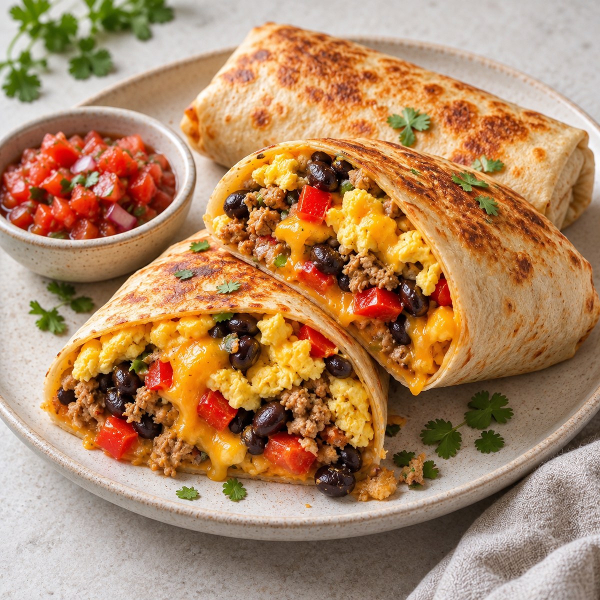Freezer Breakfast Burritos with Eggs & Turkey