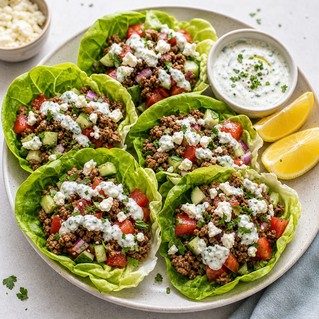 Greek Lamb Lettuce Wraps