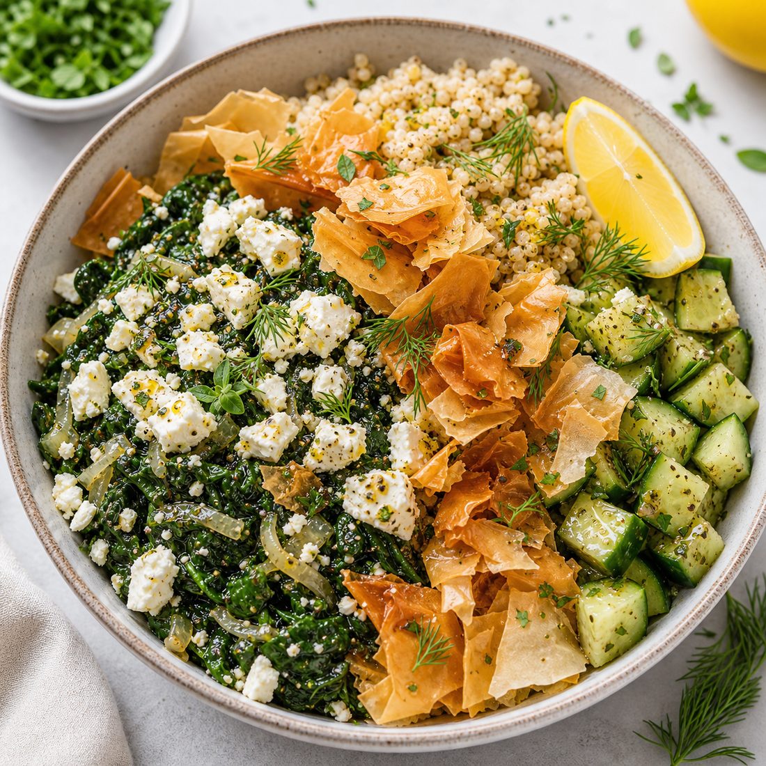 Deconstructed Spanakopita Bowl