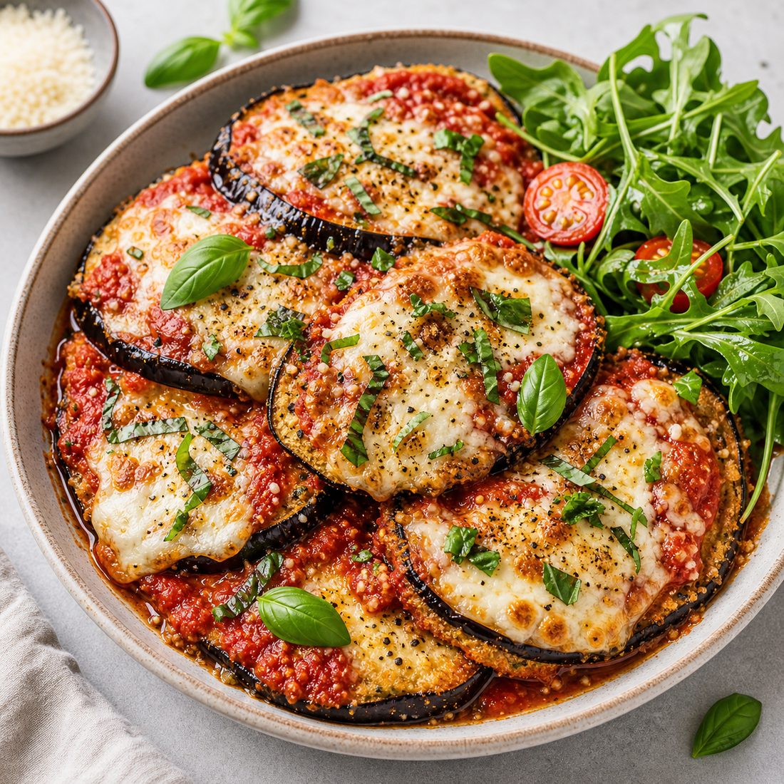 Lighter Baked Eggplant Parmigiana