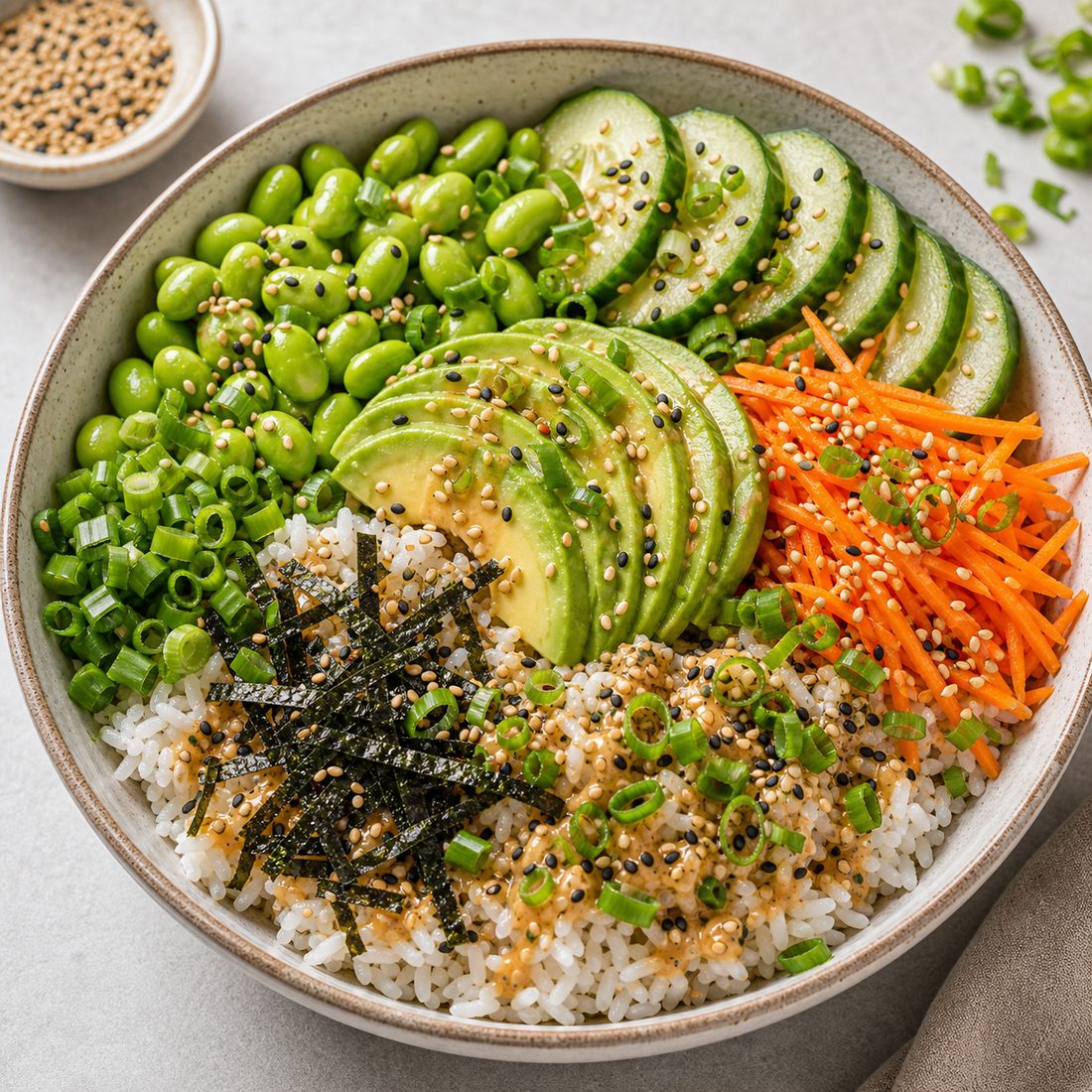 Edamame Sesame Rice Bowl