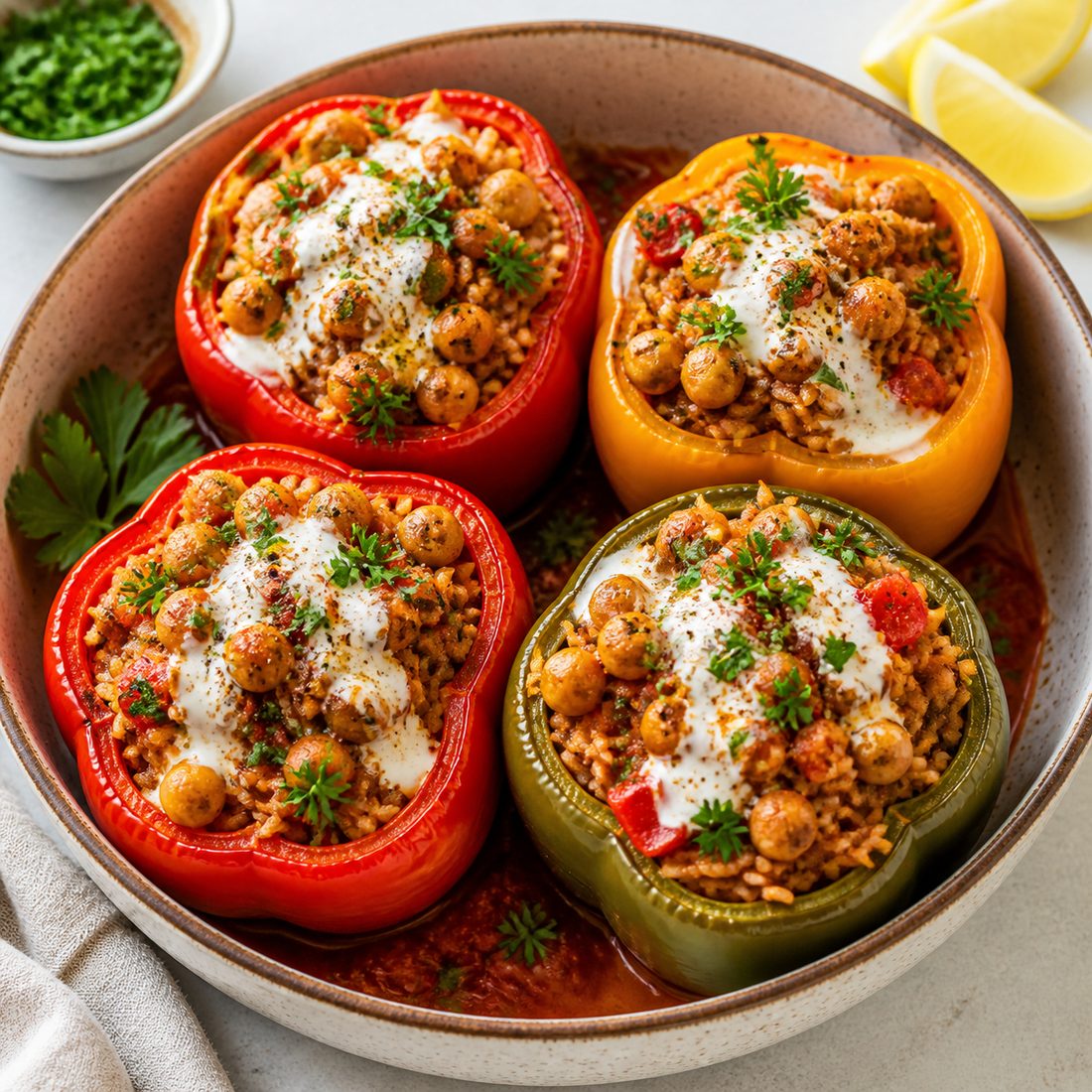 Spiced Rice Stuffed Peppers