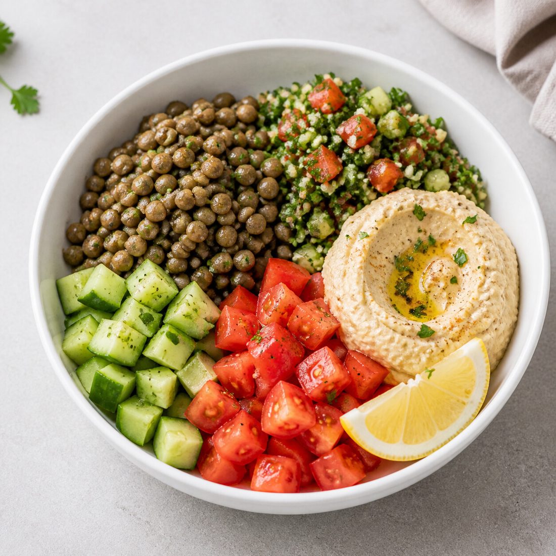 Herby Lentil Mezze Bowl