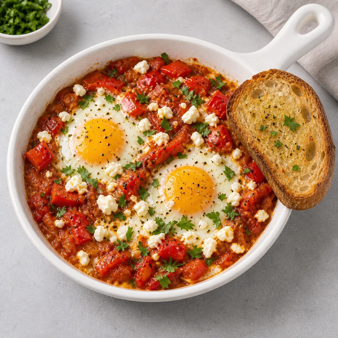 Feta & Pepper Baked Eggs