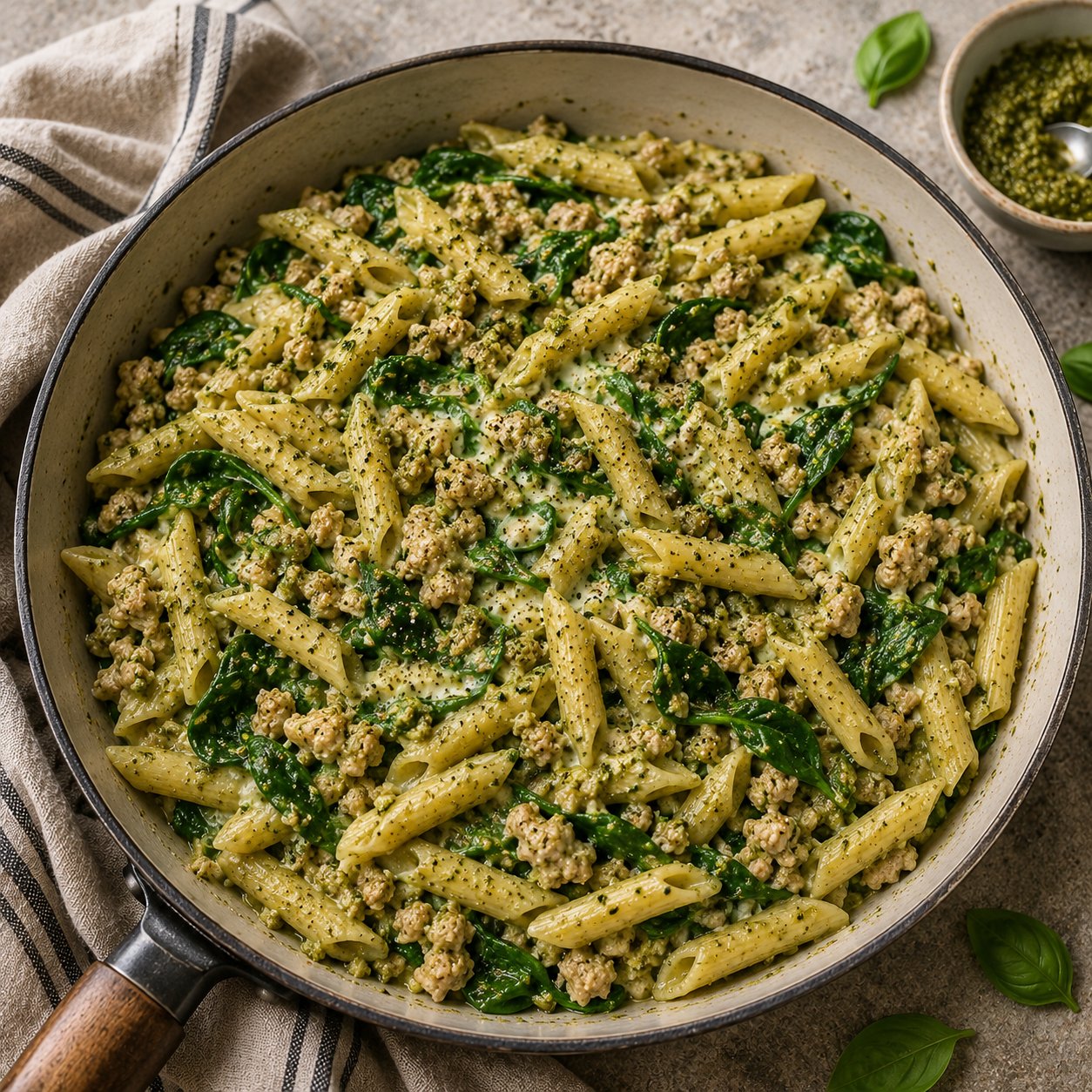 Pesto Turkey Pasta Skillet