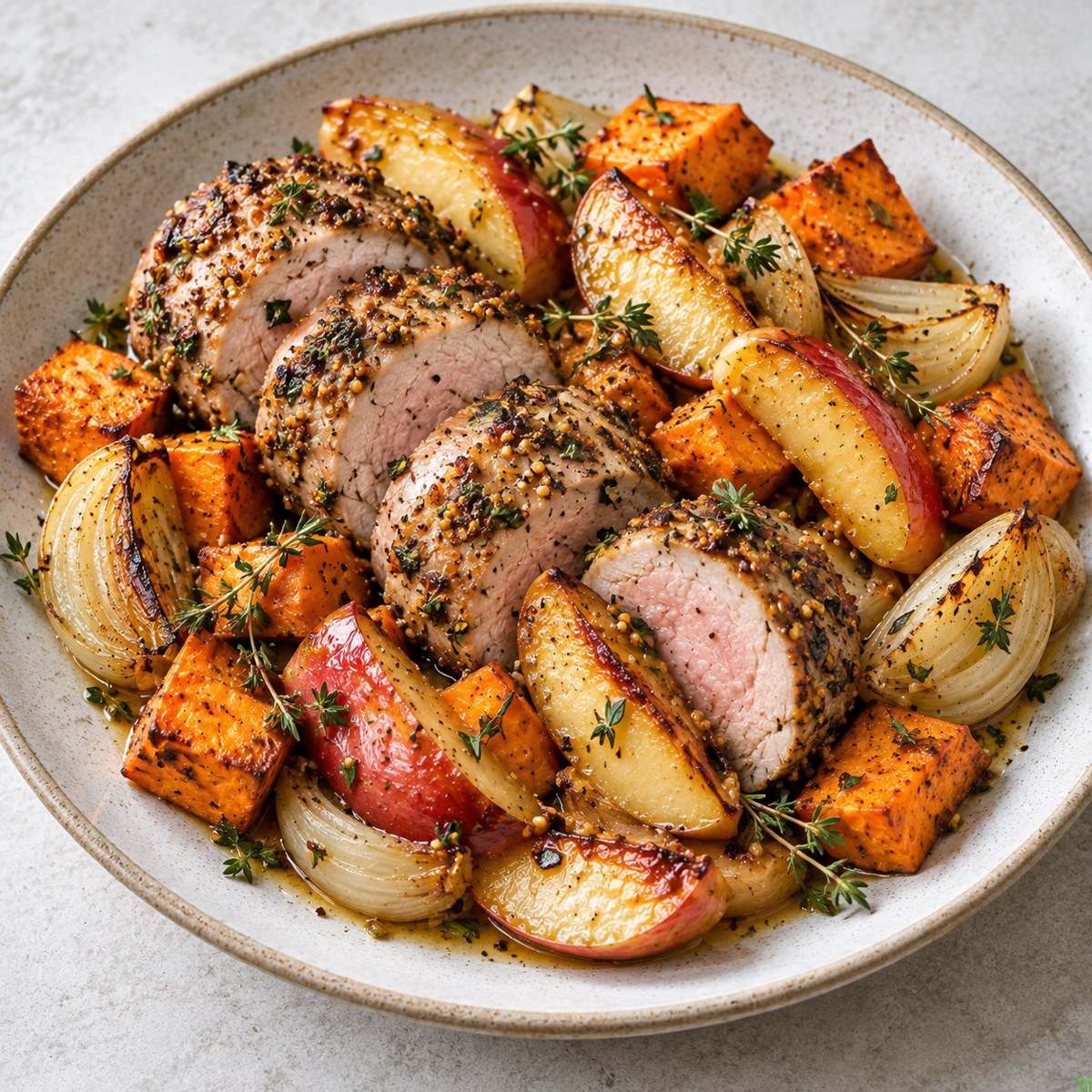 Pork Tenderloin, Apples & Sweet Potato