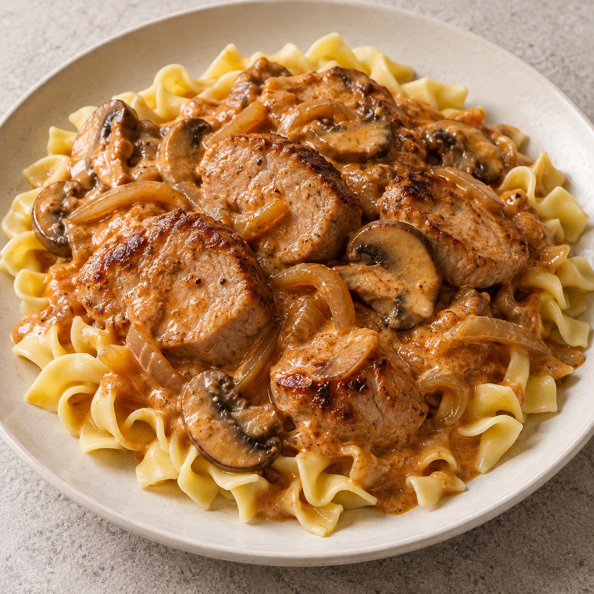Pork Tenderloin Medallions with Paprika Mushroom Gravy