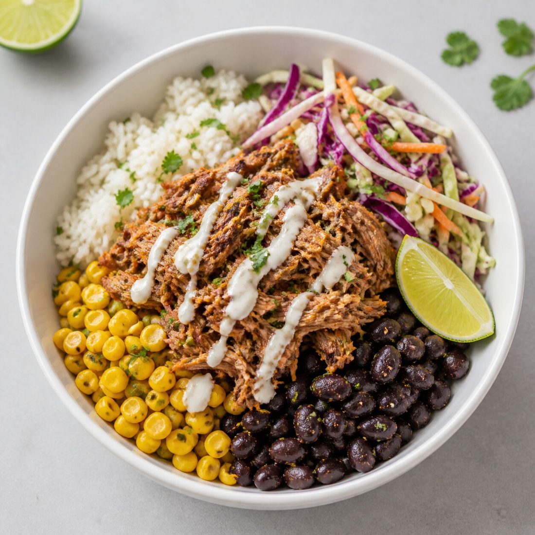 Smoky Pulled Pork Rice Bowl