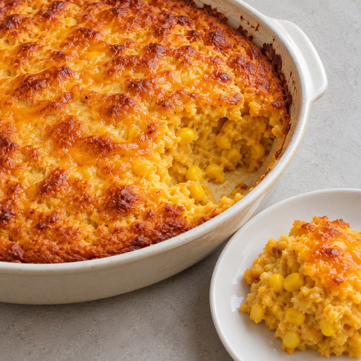 Pumpkin & Corn Spoonbread with Cheddar