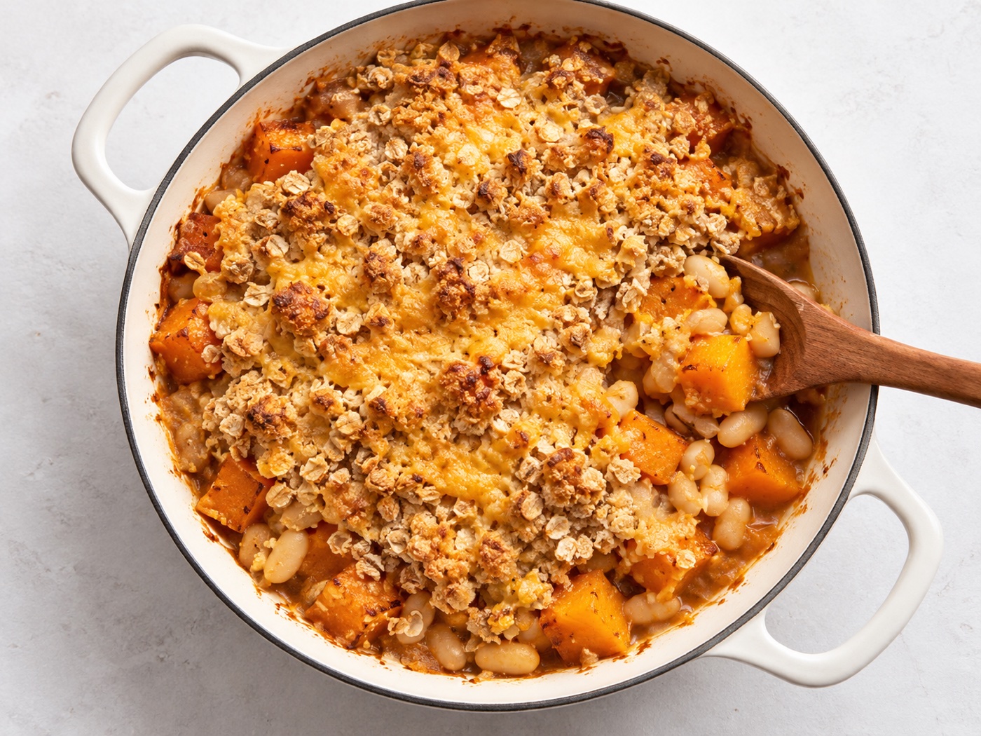 Pumpkin & White Bean Savoury Crumble
