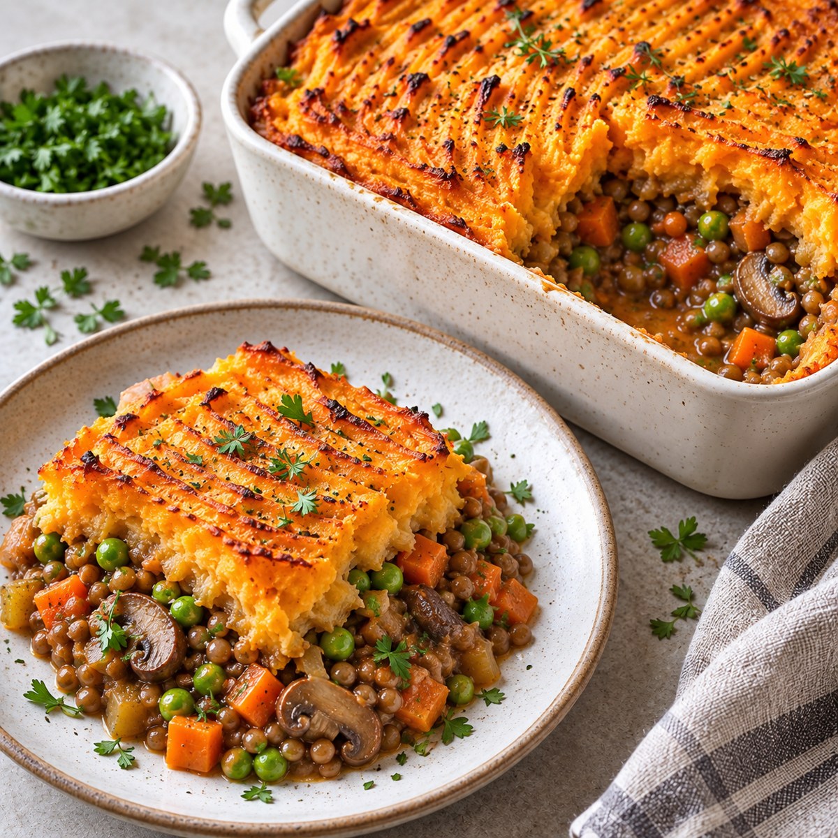 Red Lentil & Sweet Potato Shepherd’s Pie