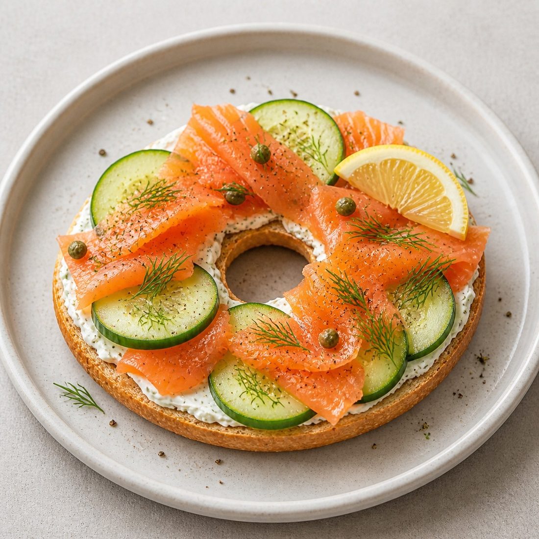 Salmon Cucumber Bagel Thin
