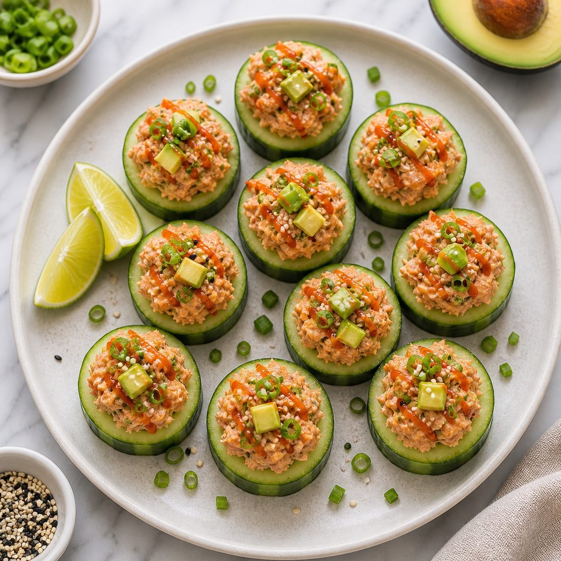 Spicy Tuna Cucumber Cups